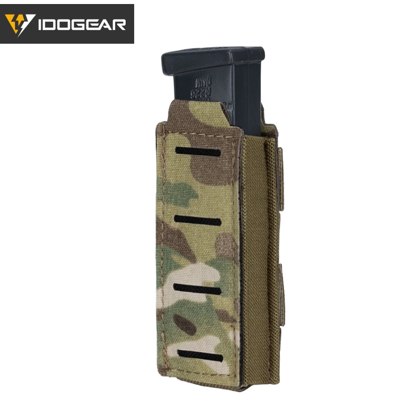 IDOGEAR Tactical LSR 9mm Mag Pouch Single Mag Carrier MOLLE Pouch Laser Cut Sport 3568