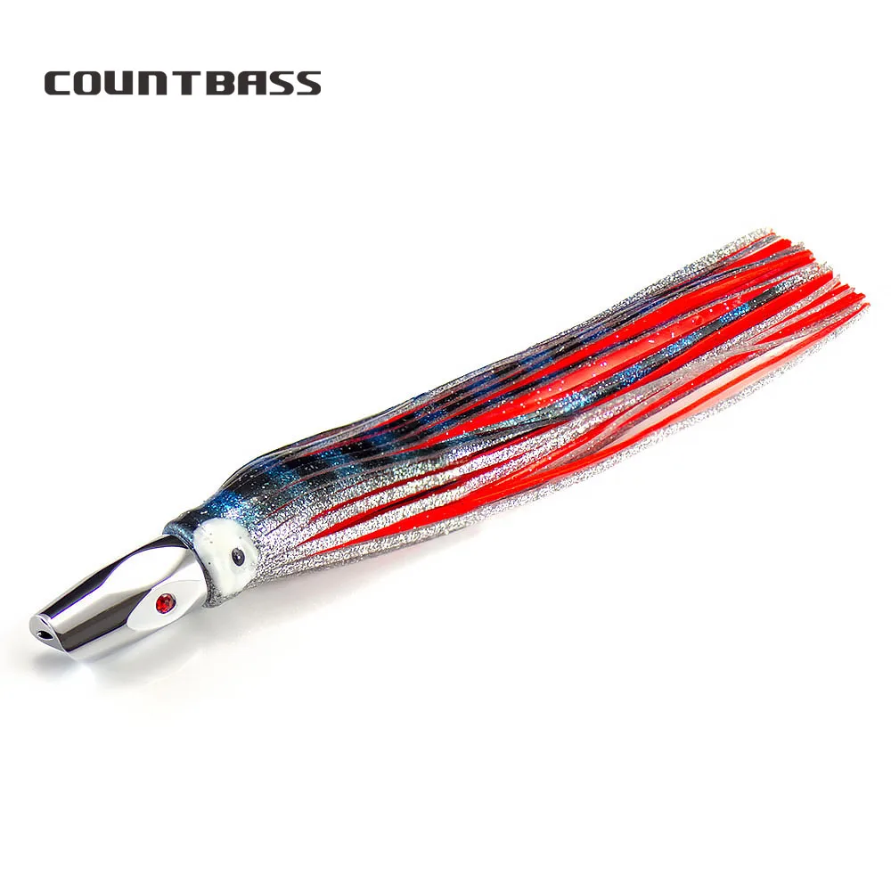 

1pc COUNTBASS Bullet Head Trolling Lure 7.3oz Diamond Jet Head with Squid Skirt, Tuna Wahoo Marline Sailfish Kinfish Lures