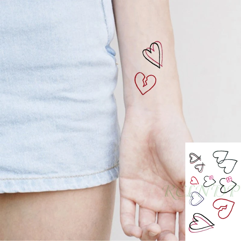 Waterproof Temporary Tattoo Sticker Cartoon Love Heart Pattern Flash Tatoo Fake Tatto Hand Arm Neck Body Art for Woman Men