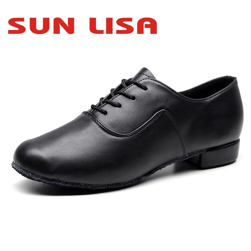 

SUN LISA Gorgeous Men's Dancing Shoes With Square Heels Tango Salsa Ballroom Jazz Modern Latin Dance Shoes Black