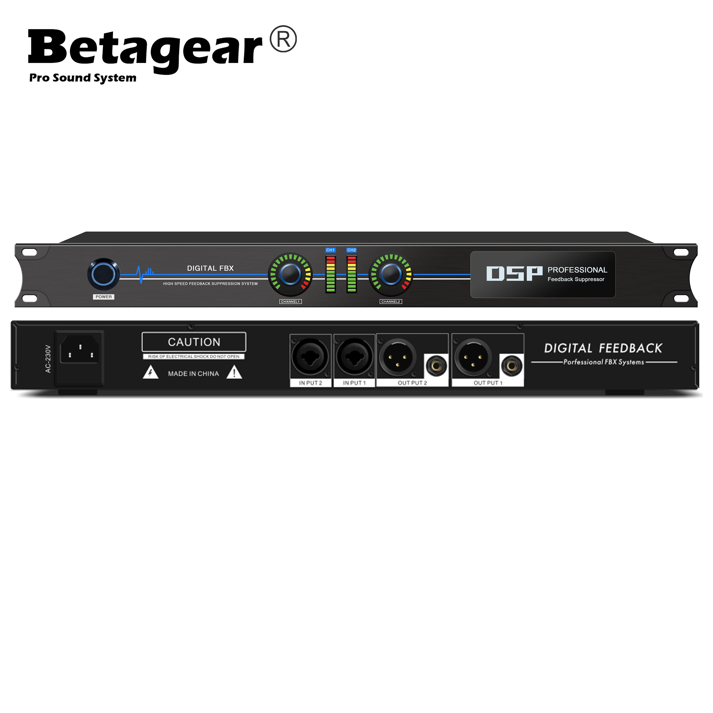 Betagear FBX220 Professional audio system Digital signal speaker processor Howling suppression 2 In 2 out feedback suppressor