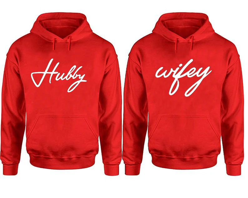 Hubby and Wifey Couple Valentine Day Classic Streetwear Pink Clothing Womens Hoodies Matching Sweatshirt