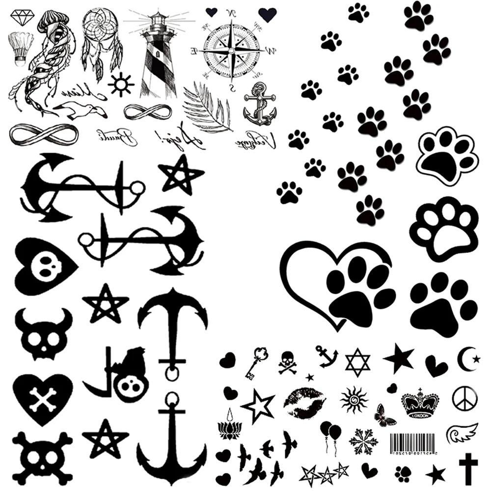 Kids Cartoon Temporary Tattooo Stickers Women Body Art Flower Fake Tattoo Cute Paw Girls Morning Glory Waterproof Tatoos Gifts