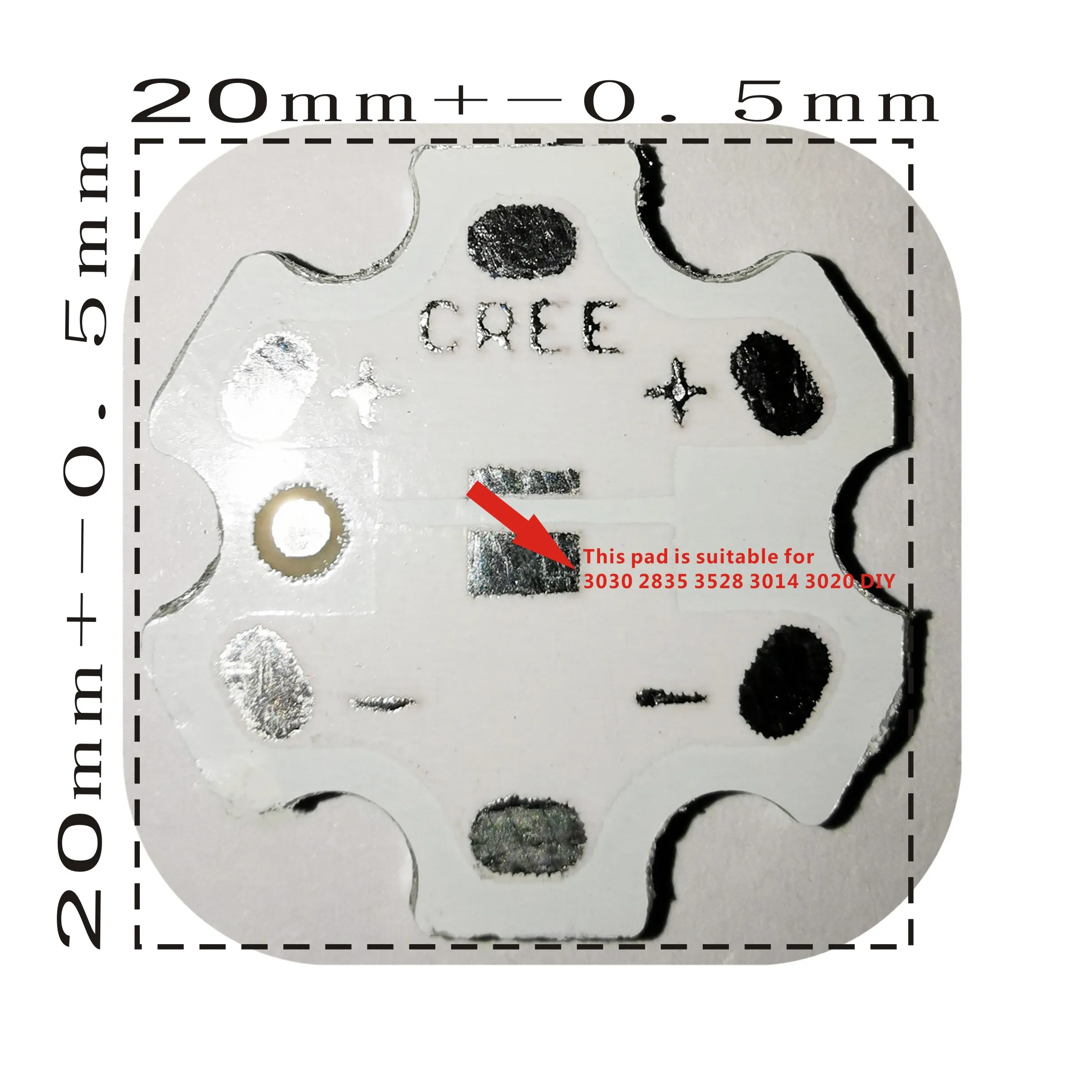 100 pcs 20MM PCB 3030 3535 5050 pad can replace 2835 3020 3528 aluminum substrate 6-corner circuit board diameter 19.5mm-20mm