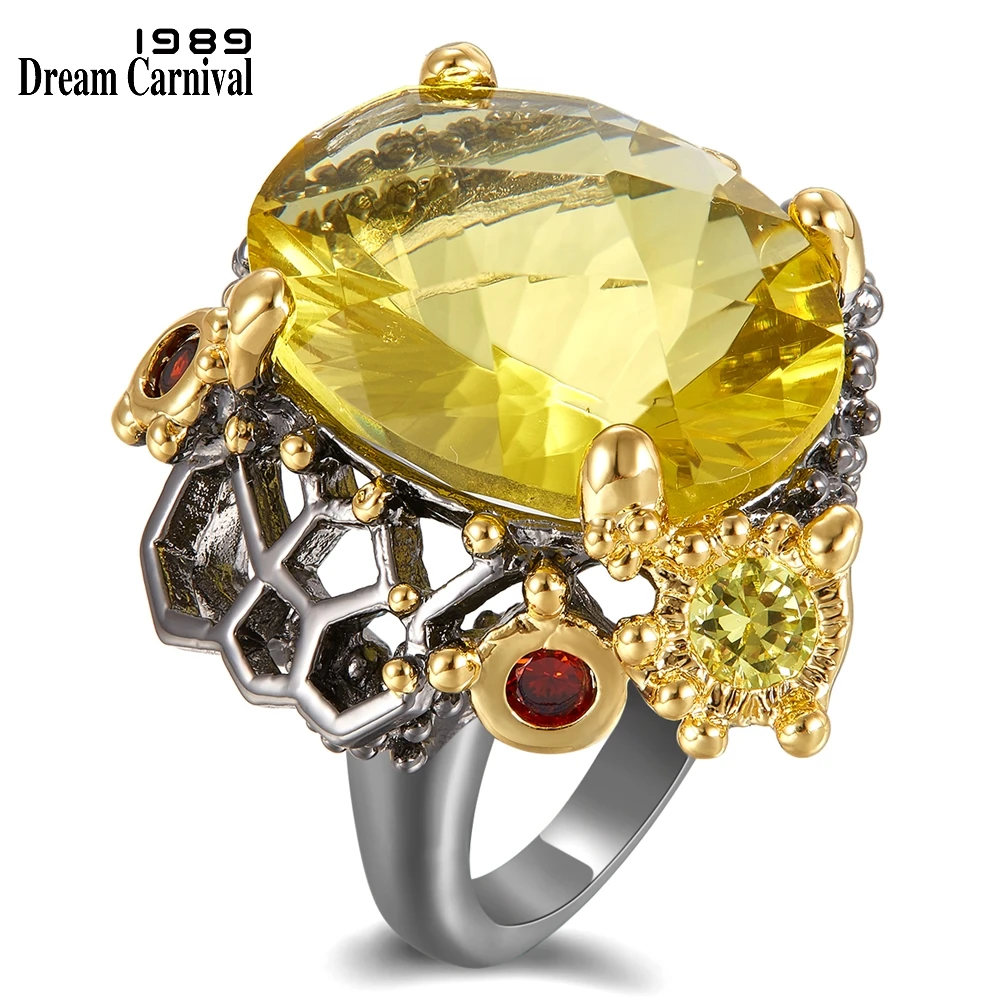 DreamCarnival1989 Original Quality Rings Women Big Radian Cut Shiny Zirconia Wedding Must Have Female Fashion Jewelry WA11689