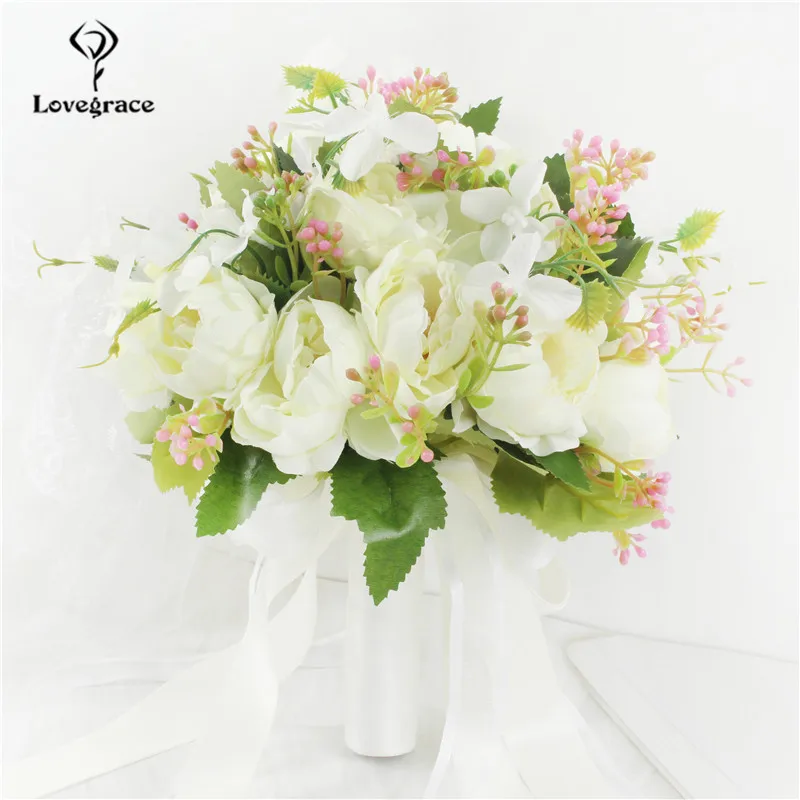 Wedding Bridal Bouquet Peony Flowers Bridesmaid Accessories Bride's Bouquet Silk Roses Artificial Party Home Marriage Decoration