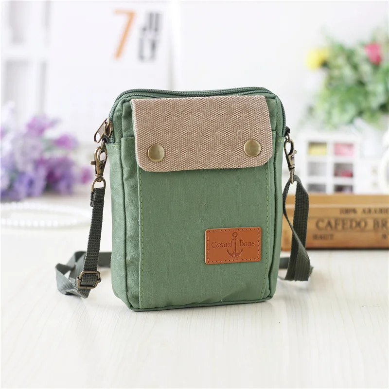 2024 New Girls Canvas Messenger Bag Women Small Mobile Phone Bag Simple Casual Female Shoulder Bag