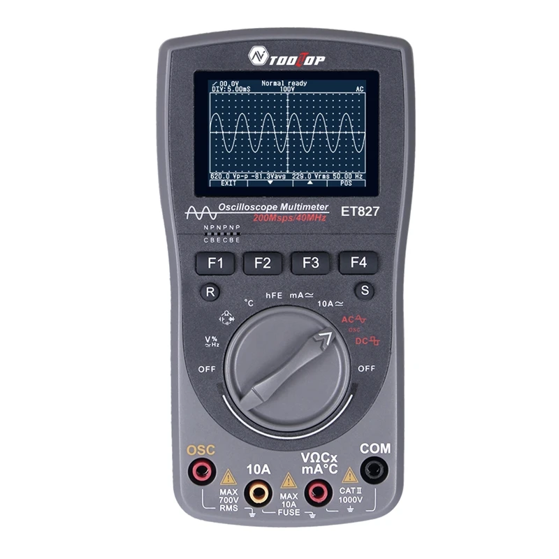 

ToolTop Intelligent 2in1 Digital 40MHz 200Msps/S Oscilloscope 6000Counts True RMS Multimeter With Analog Grap AUTO Multimeter