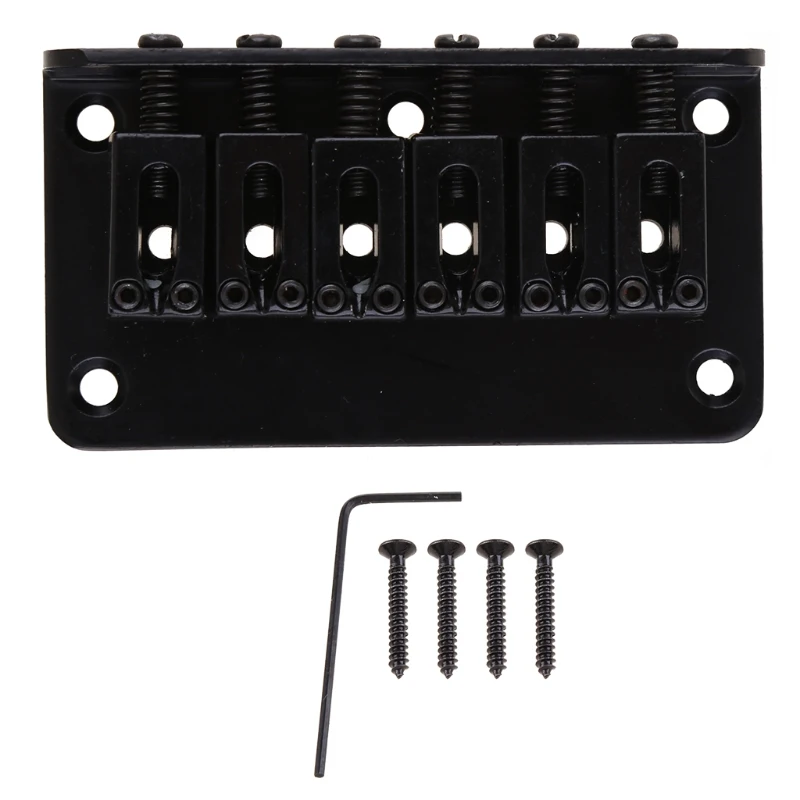 Guitar 6 String Metal Hardtail Bridge Black For Electric Guitar With Screws New