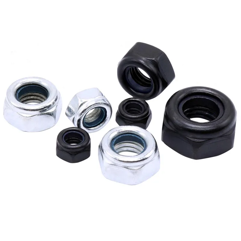 2/50pcs M2 M2.5 M3 M4 to M16 DIN985 304/316 Stainless Black Carbon Steel Hex Nylon Insert Lock Nut Self-locking Nylock Locknut