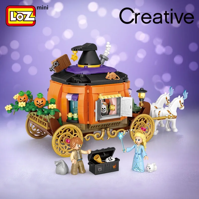 LOZ Pumpkin Carriage Building Blocks Small Particle Assembling Toy Assembly