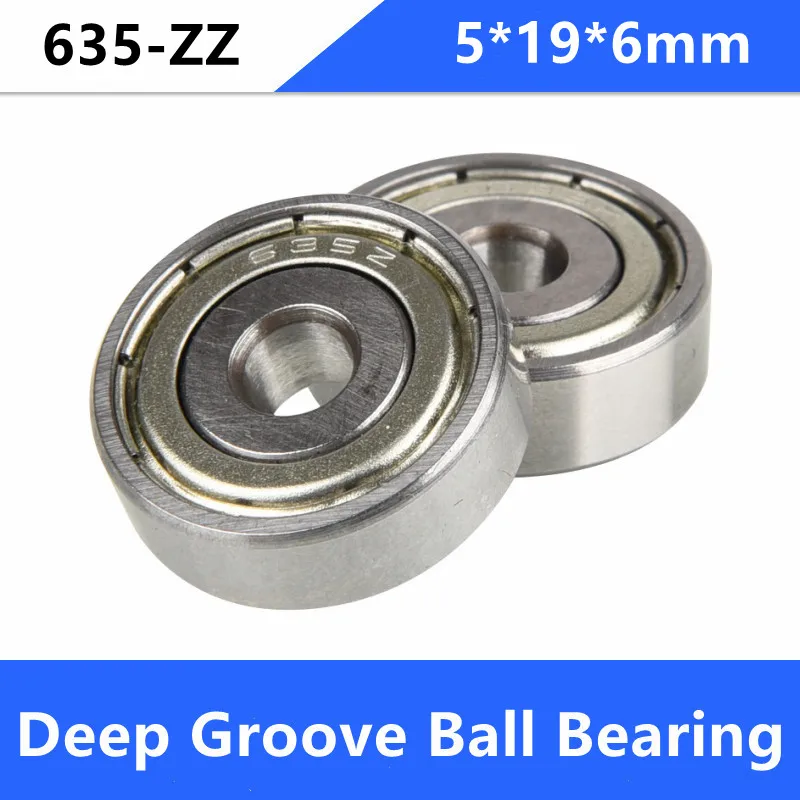 

50pcs/lot 635ZZ 635-ZZ 635 ZZ 5*19*6mm Deep Groove Ball bearing Mini Miniature Ball Bearings 5x19x6mm