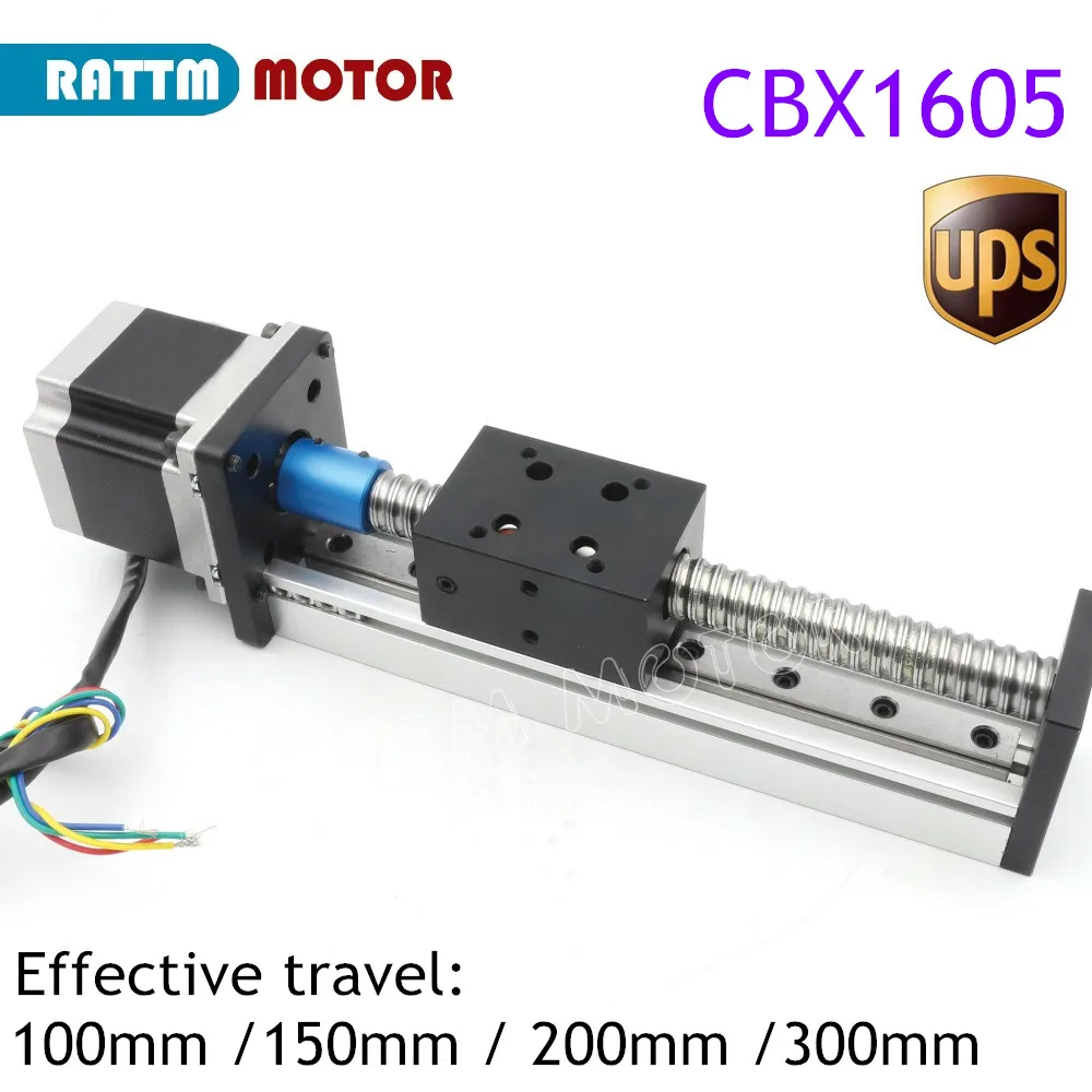 【US】CBX1605 CNC Linear actuator Rail Motion Slide Table 100 150 200 300mm Ball Screw SFU 1605 & Nema 23 Stepper Motor