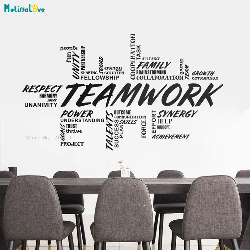 

Teamwork Wall Decals Word Office Decor Motivational Self-adhesive Quote Stickers Art Design Study Startup Culture YT4865