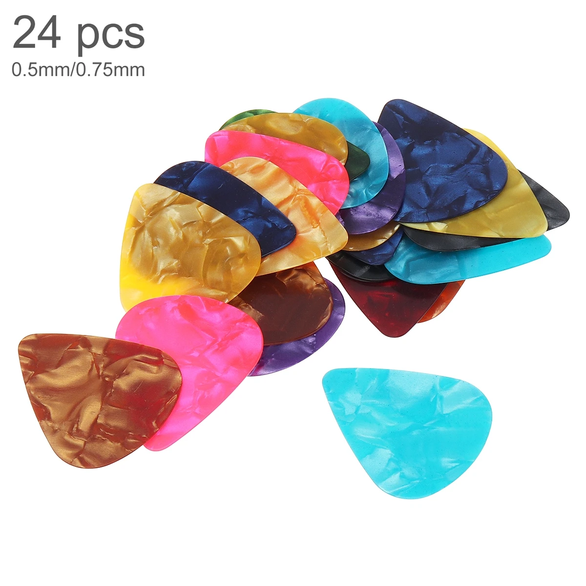 24pcs Guitar Picks 0.5mm 0.75mm Smooth Celluloid Ukulele Guitar Plectrum lightweight extremely durable Accessories with Box