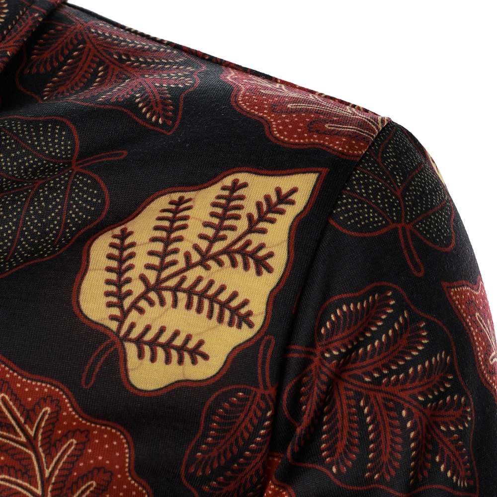 Men Polo Shirt Men Short Sleeve Shirt Leaf Print Hawaiian Style Summer New Leisure Fashion Holiday Style Men T-Shirt