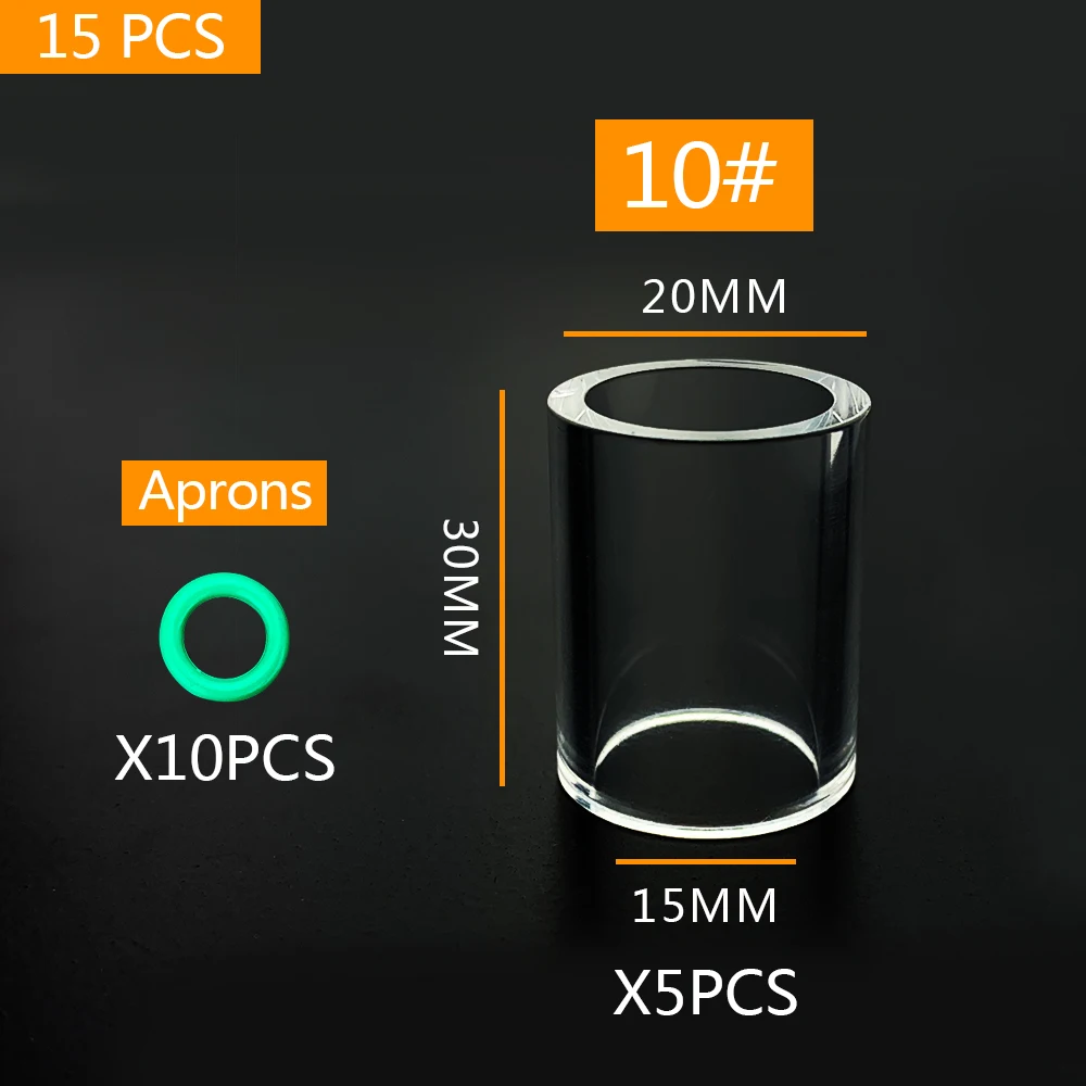 15 Chiếc Hàn TIG Đèn Pin Sơ Khai Khí Ống Kính #10 Kính Bộ Cho WP-17/18/26 Là Dễ Dàng Lắp Ráp và Sử Dụng Thạch Anh Kính Cường Lực