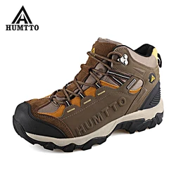 HUMTTO New Men Women Waterproof Ankle Boots Genuine Leather Trekking Shoes Snow Boots Mountain Boots Mens Outdoor Hiking Shoes