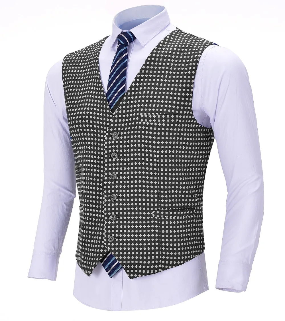 

Formal Mens Business Vest Boutique Slim Fit Cotton Suit Wave Point Vest Black Waistcoat For Wedding Formal Vest Groomsmen