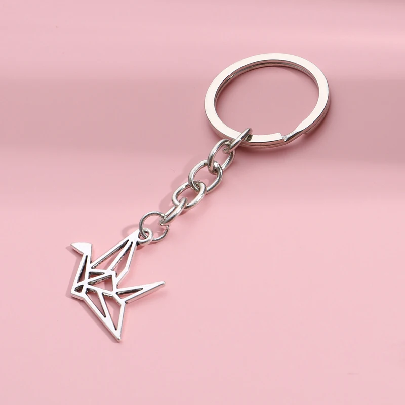 Cute Keychain Paper Crane Key Ring Bird Animal Key Chains Friendship Gifts For Women Men Handbag Accessorie DIY Jewelry Handmade