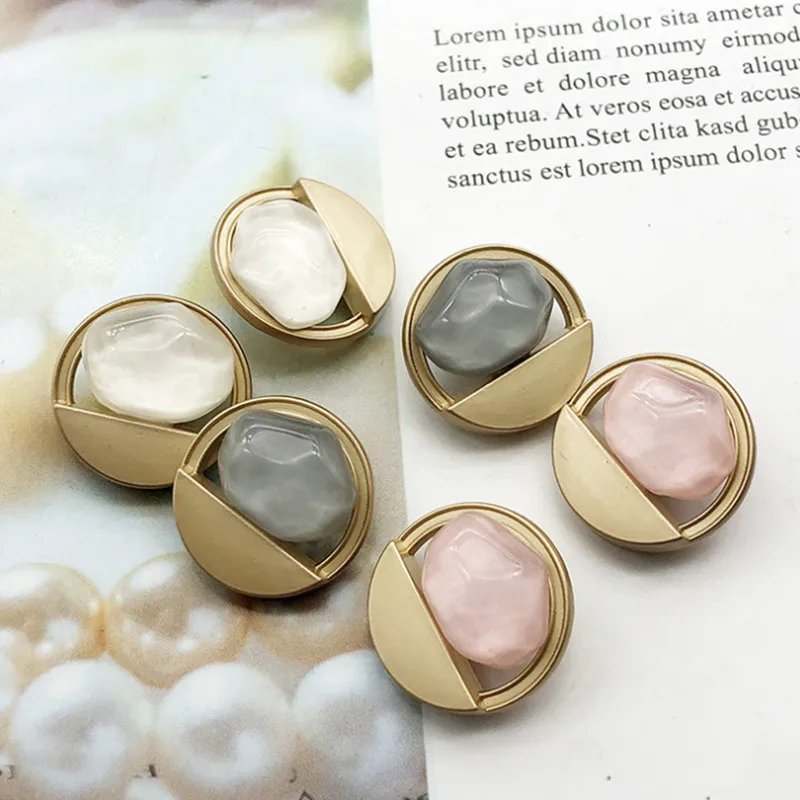 2 Pcs／lot Color Wave Stone Metal Buttons20MM Diy Sweater Coat Alloy Hand-sewn Decorative Buttons Clothing Accessories HS201011-3