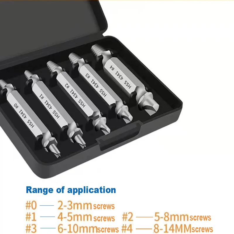 5pcs Damaged Screw Extractor Drill Bit Extractor Drill Set HSS4341 Out Bolt Extractor Bolt Stud Remover Tool Double Head