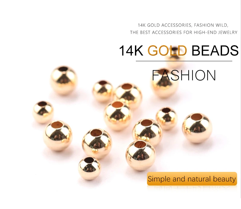 100 stücke 14 Karat Gold gefüllt Spacer Perlen 2mm 3mm 4mm runde lose Perle für Armbänder Halskette DIY Schmuck Herstellung Zubehör Großhandel – Detail 3