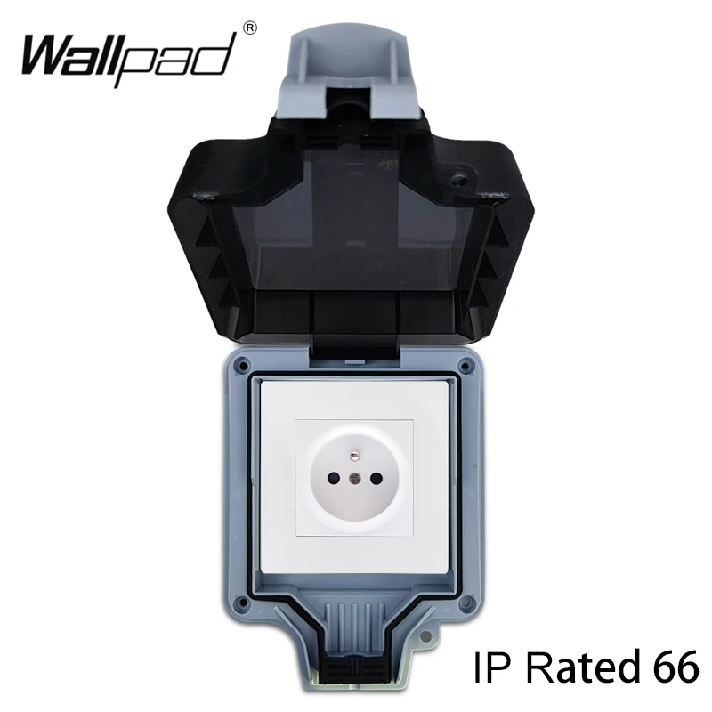 Waterproof 16A French Socket Wallpad IP66 Anti-UV Dust-proof Outdoor Belgium Ploand EU Standard Power Outlet