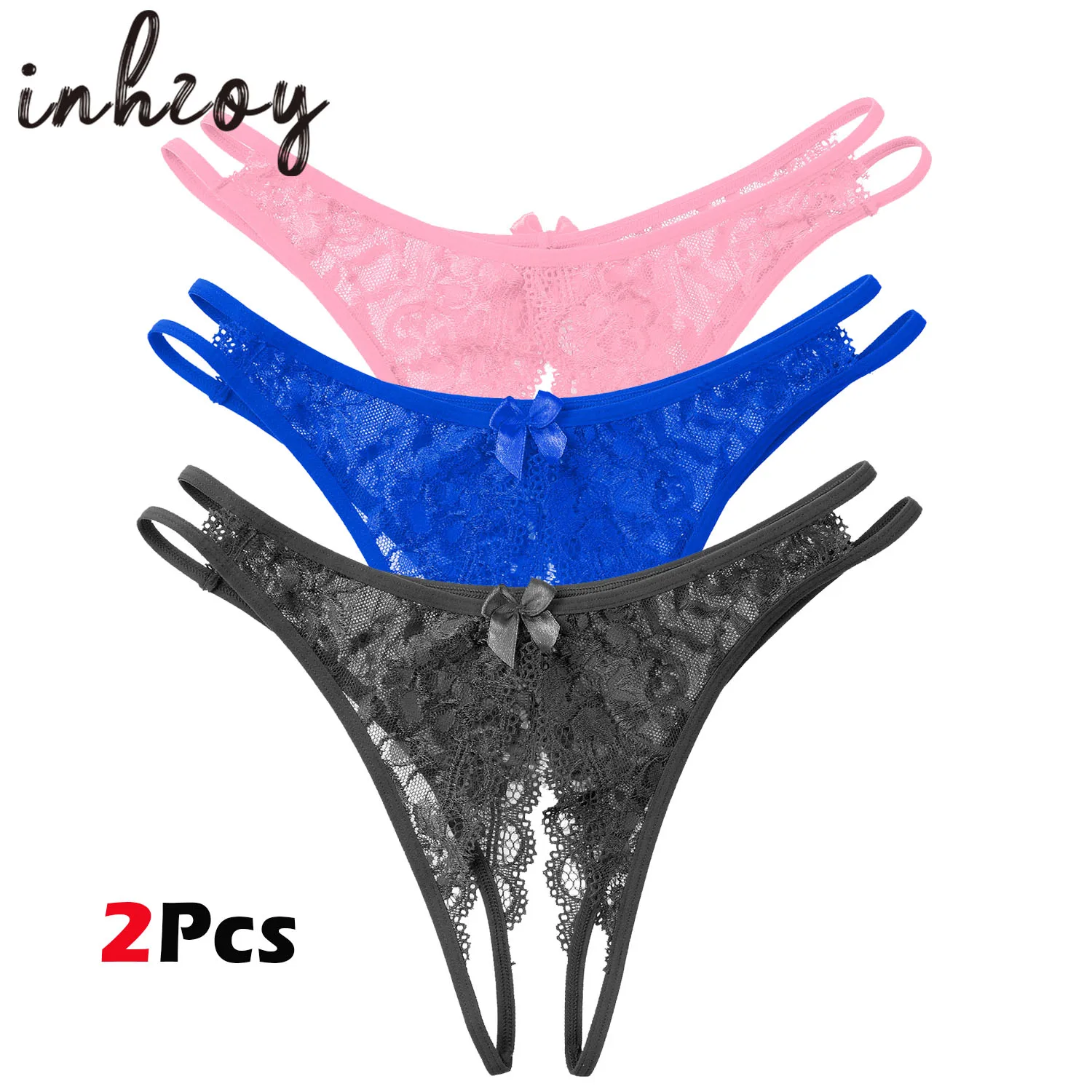 

2Pcs Men Wome Sexy Thongs No Show Panties Underwear Low Rise T-Back Underpants