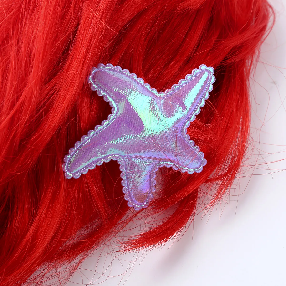 Kids Girls Mermaid Princess Wig Mermaid Cosplay Dress up Hair Wigs with Starfsh Hair Clip Headwear Halloween Role Play Costume