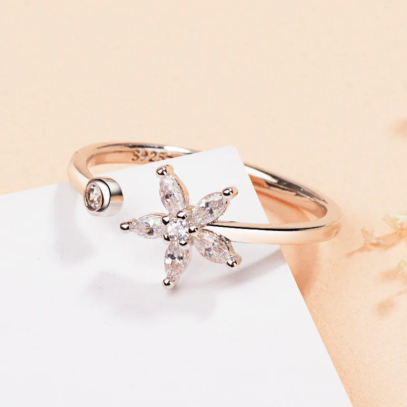 Versilberte Blütenblätter-Ringe für Frauen, süßer, schlichter, modischer, offener, verstellbarer Schmetterlingsring, Partyschmuck, Geburtstagsgeschenk – Detail 28