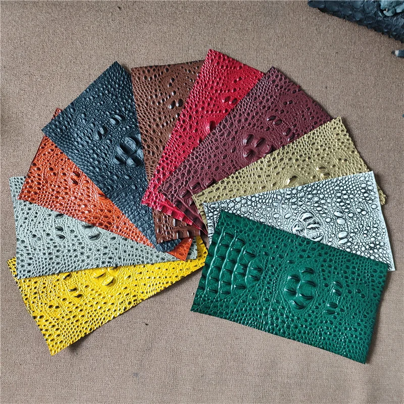 Real Crocodile Pressed Cowhide Leather Sheet for Crafts, DIY Handmade Material, for Phone Case, Bag Shoes, 18.2x10.2cm, 0.7mm