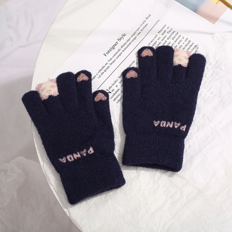 Wecute 어린이 장갑 Aldult Kawai 콜드 프로텍션 새로운 겨울 플러시 장갑 스트레치 니트 터치 스크린 Thicken Fleece Riding Gloves