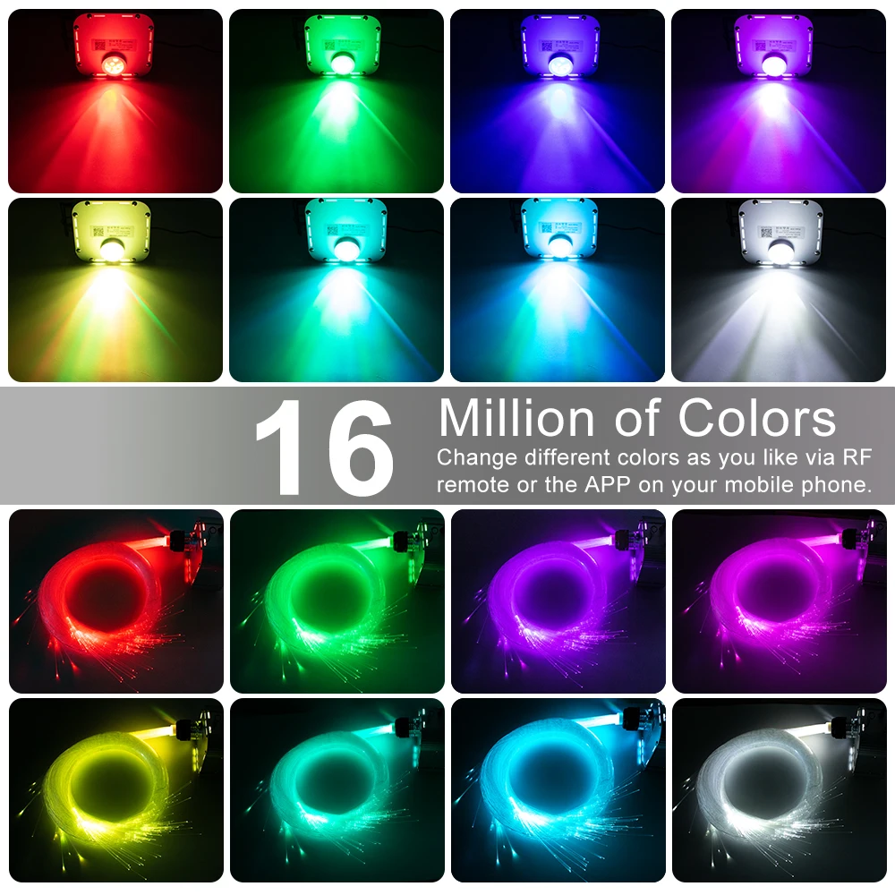 Imagem -05 - Luzes de Fibra Ótica Brilhante Rgb 32w Controle por Bluetooth Kits de Luzes de Teto para 400 835 Peças 4m Fibra Ótica com Efeito para Tiro