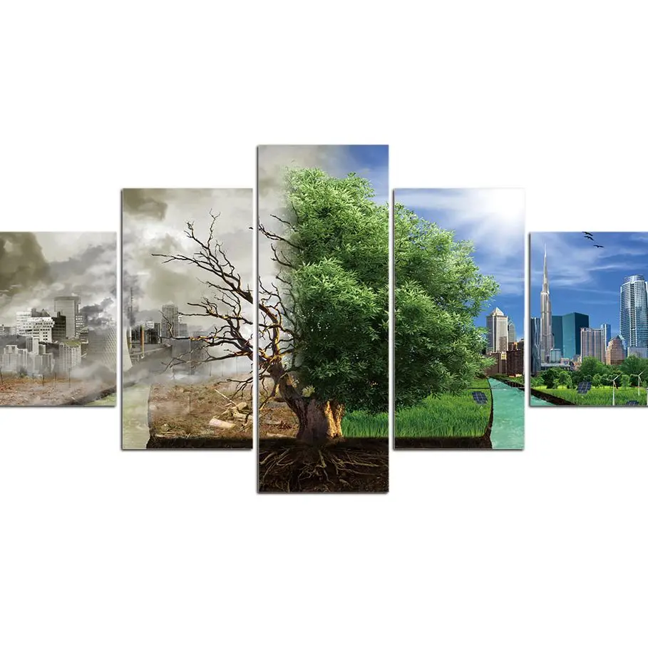 

5 Pieces Seasons Winter Summer Scenery Cuadros Paintings Wall Art Home Decor Canvas Pictures Posters Decoration Accessories