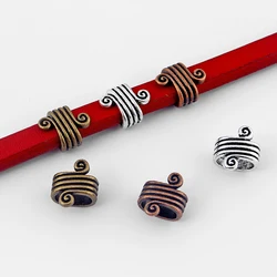 10PCS Antique Silver/Bronze/Copper Color Slider Beads Fit 11*7mm Licorice Falt Leather Cord Spacer Charms DIY Bracelet Jewelry