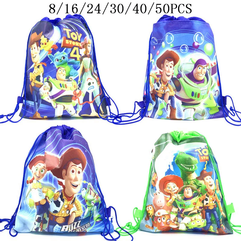 8/16/24/50PCS Disney Toy Story 4 Drawstring bag for Girls Travel Storage Package School Backpacks Children Birthday Party Favors