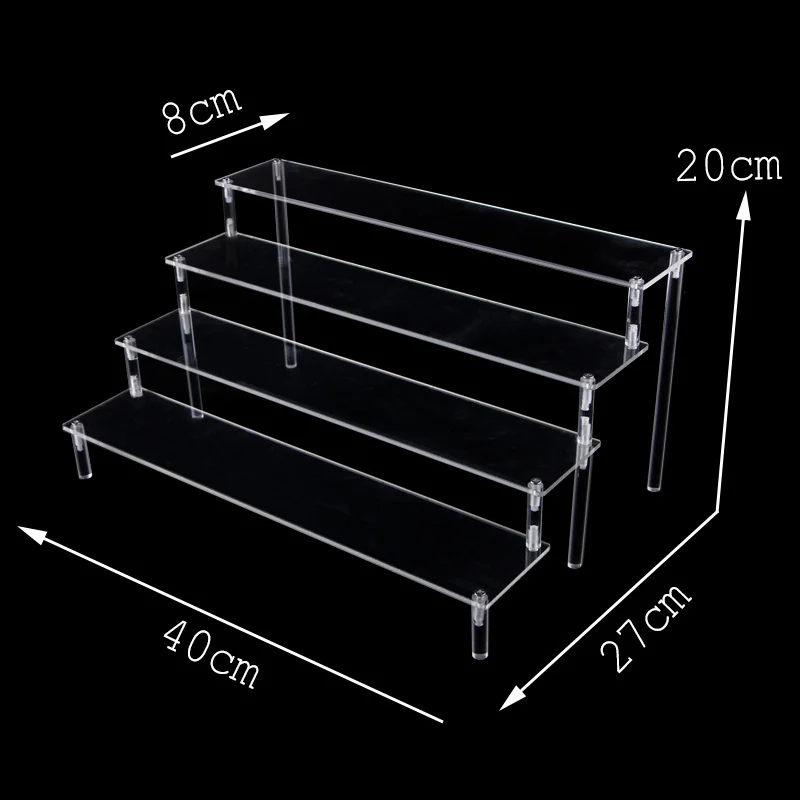 Acrylic Display Stand for Mini Action Figures Toy Model Stand Holder Rack Transparent Doll Pottery Clay Figurine Ladder Shelf