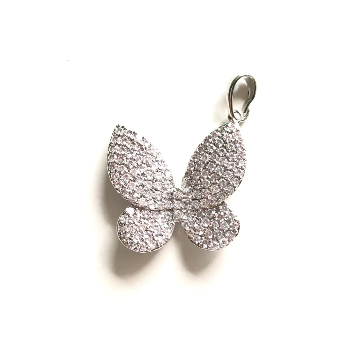 5pcs Butterfly Charms for Women Bracelet Making Bling Cubic Zirconia Pendant Necklace Clear Black Rhinestone Jewelry Accessories