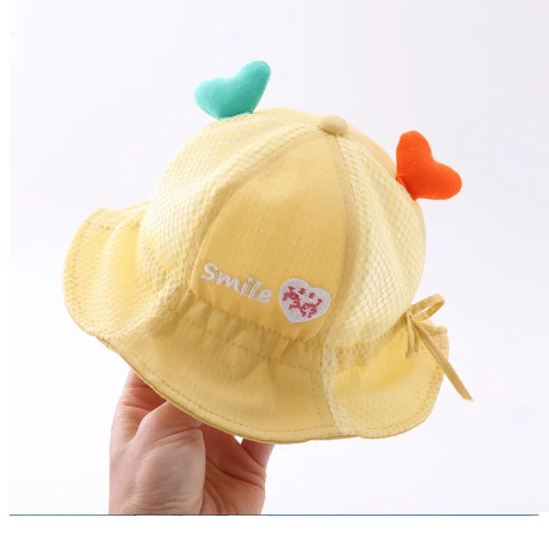 Summer Baby Girls Mesh Outdoor Sun Hat Cute Pink Cap for Kids Sunshade Toddler Headwear Accessories 0-24 M