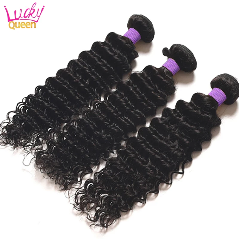 Brazilian Deep Wave 3 Bundles Deal 100% Human Hair Extension Remy Hair Weave Bundles Free Shipping Lucky Queen Hair Products