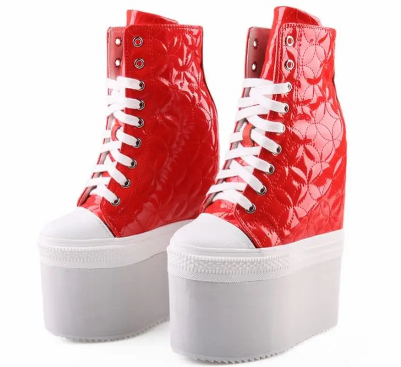Cyabmoz Custom handmade 18cm Women Hidden Height increasing High heels Shoes Plaid Platform Sneakers Casual Woman Shoes Pumps