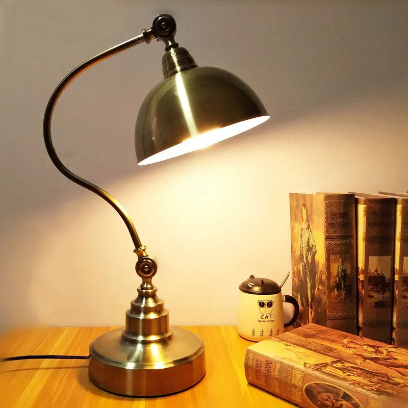 

American Loft Vintage Table Lamp Living Room Bedroom Deask Light Study Desk Office Bedside Lighting Fixture e27 Switching Lamps
