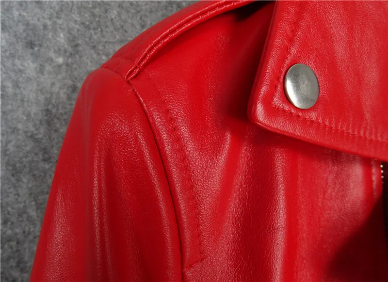 New Arrival 2023 Women\'s Genuine Leather Motorcycle Coat & Jacket for Female Ladies Turn-down Collar Red Black xxxxl 3xl 4xl