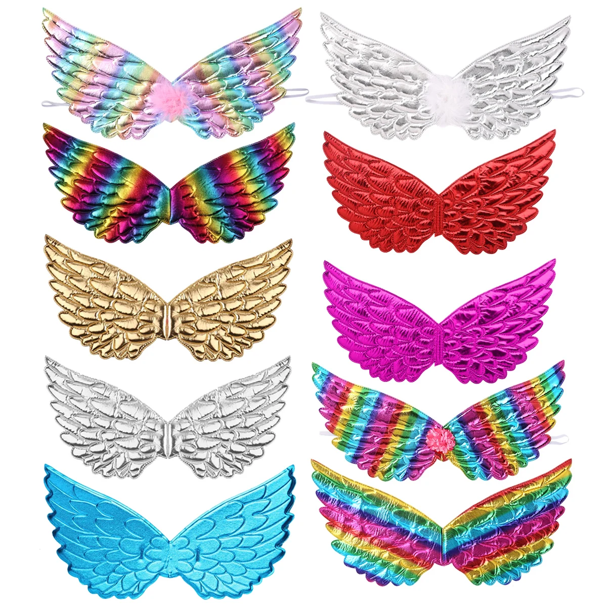 Alas de Ángel metálicas brillantes para niños, accesorio de disfraz para fiesta de Halloween, disfraces y disfraces, para fotografía de máscaras