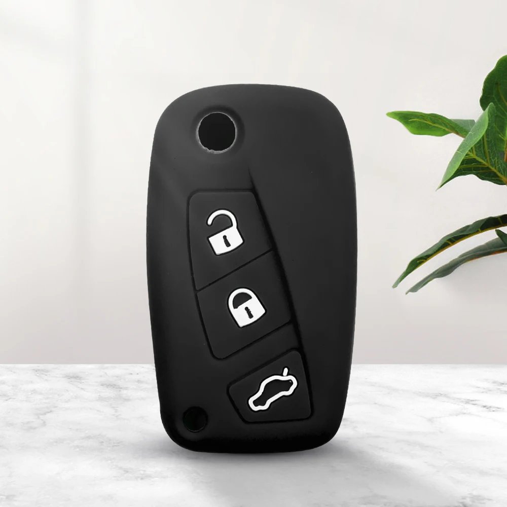 KEYYOU For FIAT Panda Stilo Punto Ducato Doblo Minibus Grande Bravo 500 Key Fob Silicone Rubber Car Key Cover Case 3 Buttons