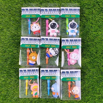 1Pcs ยางกอล์ฟ Tee PVC รูปแบบการ์ตูนกอล์ฟผู้ถือทำด้วยมือเชือกป้องกันลดน้ำหนักอุปกรณ์กอล์ฟกอล์ฟของขวัญ