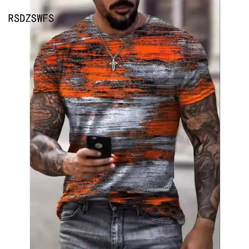 New Oversize Men T Shirt Mosaic Print Fashion T Shirt Men Tops Tees Summer Short Sleeve Casual Loose T Shirts For Male Clothing