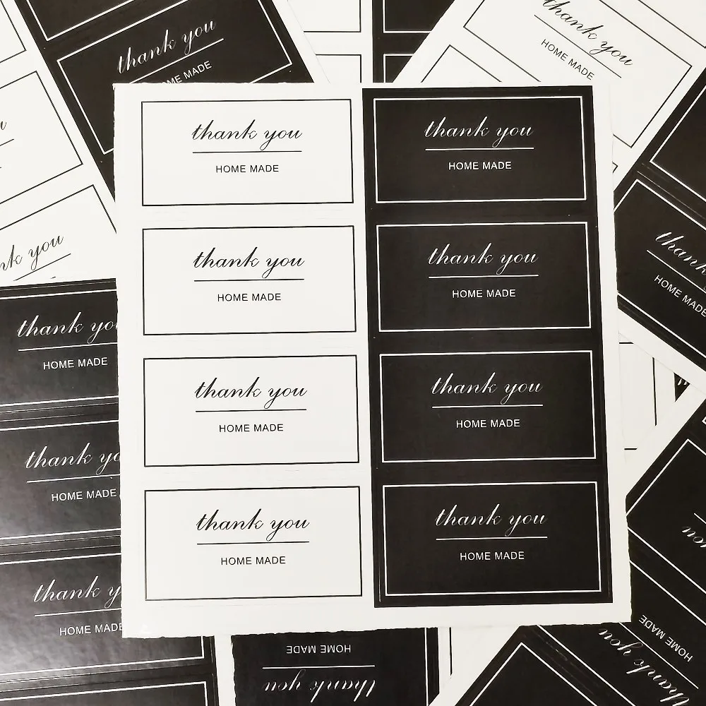 40-120pcs Black&White Thank You Seal Stickers Gift Seal Sticker For Homemade Bakery Packaging Label Handmade Sticker