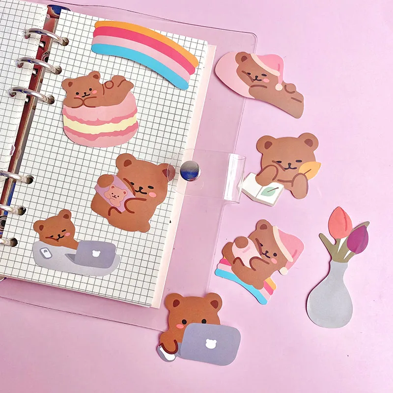 60Pcs/pack Cute Lazy Bear Stickers Scrapbooking Decorative Sticker Korean DIY Diary Album Stick Label Kawaii Stationery